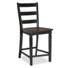 Glennwood Ladder Back Barstool w/Wood Seat, Rubbed Black and Charcol finish (Set of 2) - Intercon
