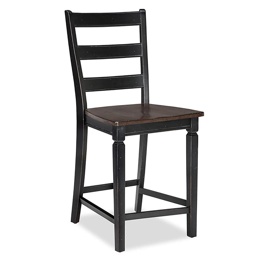 Glennwood Ladder Back Barstool w/Wood Seat, Rubbed Black and Charcol finish (Set of 2) - Intercon