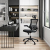 Modern High-Back Mesh Executive Office Chair With Headrest And Flip Up Arms. Color: Black - Techni Mobili