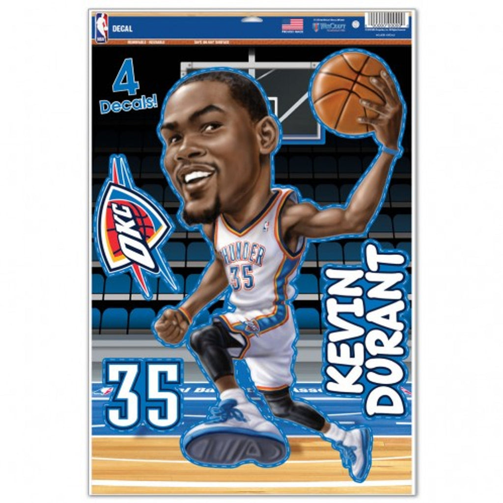 Oklahoma City Thunder Decal 11x17 Multi Use Kevin Durant Caricature Design - Wincraft