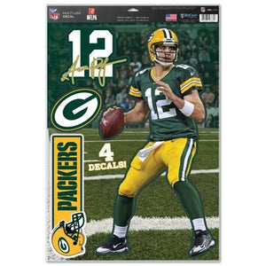 Green Bay Packers Decal 11x17 Multi Use Aaron Rodgers Design 4 Piece - WinCraft