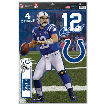 Indianapolis Colts Decal 11x17 Multi Use Andrew Luck Design Cut to Logo 4 Piece CO - 0.25