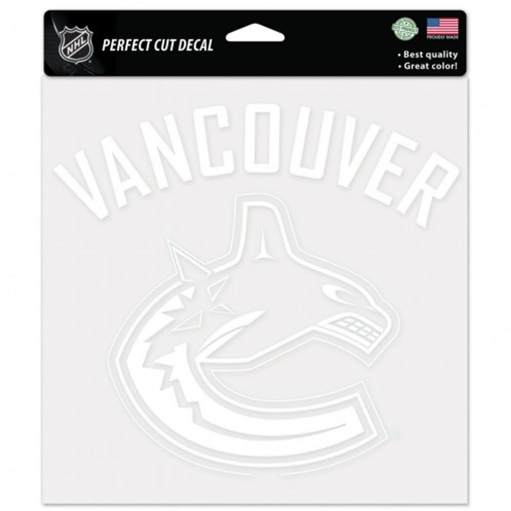 Vancouver Canucks Decal 8x8 Perfect Cut White - Wincraft