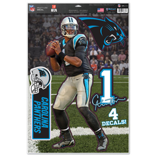 Carolina Panthers Decal 11x17 Multi Use Cam Newton Design 4 Piece CO - WinCraft