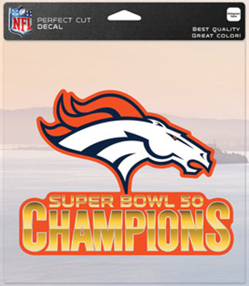Denver Broncos Decal 8x8 Perfect Cut Color Super Bowl 50 Champion Design CO - WinCraft