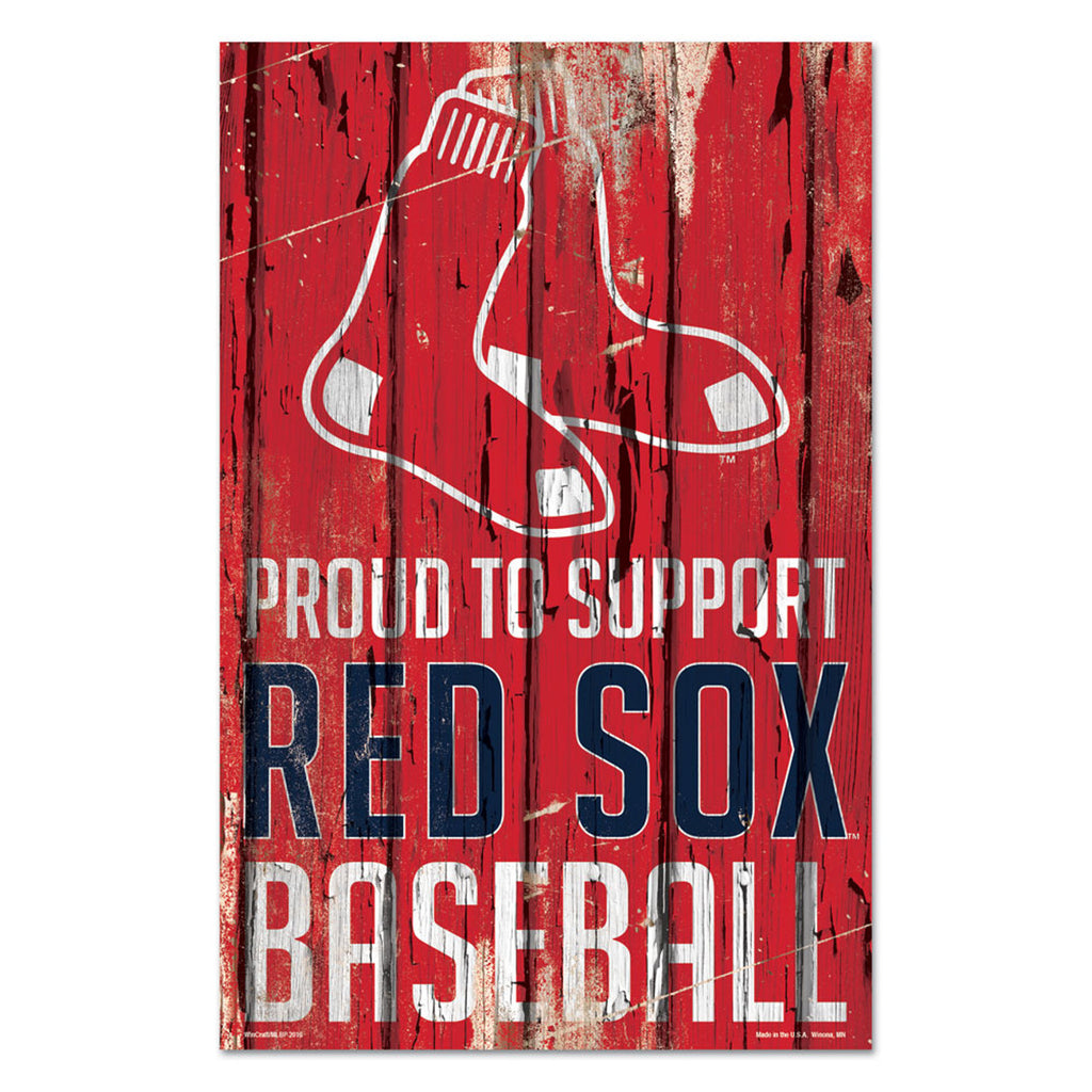 Boston Red Sox Sign 11x17 Wood Proud to Support Design - Wincraft