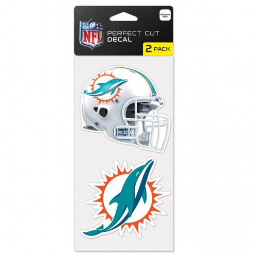 Miami Dolphins Decal 4x4 Perfect Cut Set of 2 - 0.25