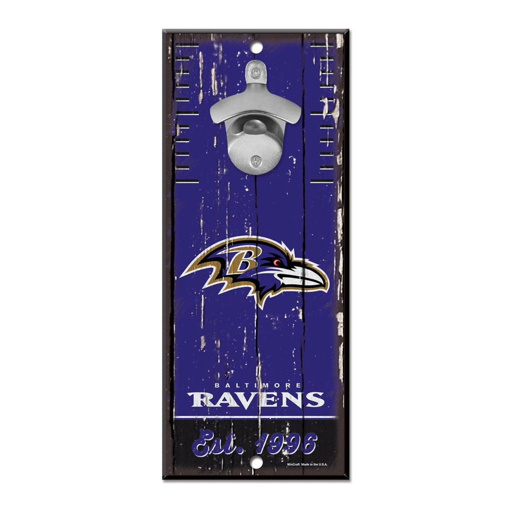 Baltimore Ravens Sign Wood 5x11 Bottle Opener - Wincraft