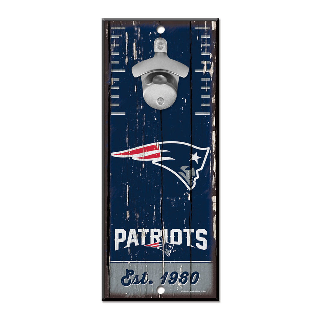 New England Patriots Sign Wood 5x11 Bottle Opener - WinCraft