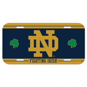 Notre Dame Fighting Irish License Plate Plastic Shamrocks Design - WinCraft