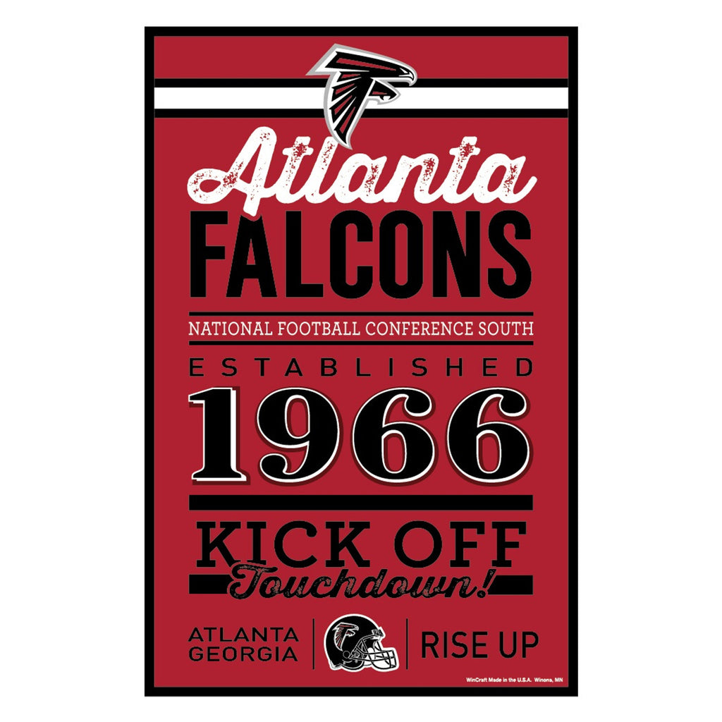 Atlanta Falcons Sign 11x17 Wood Established Design - Wincraft