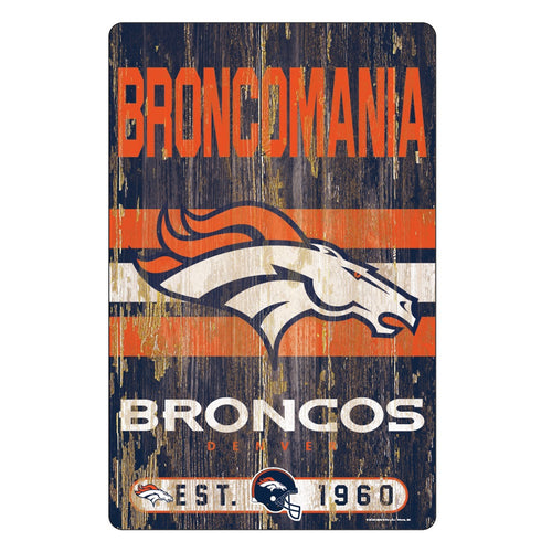 Denver Broncos Sign 11x17 Wood Slogan Design - WinCraft