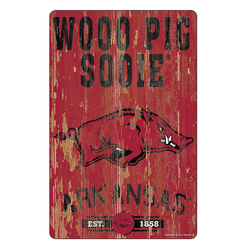 Arkansas Razorbacks Sign 11x17 Wood Slogan Design - WinCraft