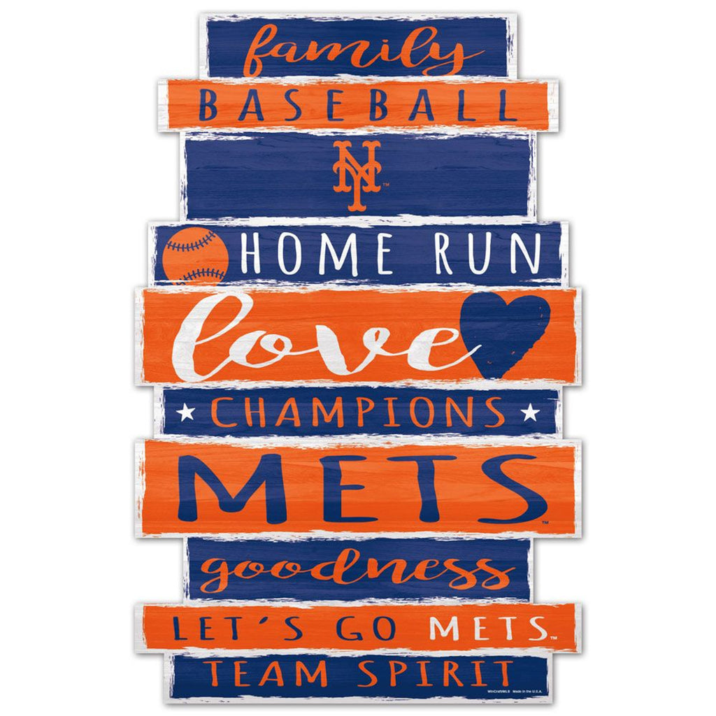 New York Mets Sign 11x17 Wood Family Word Design - Wincraft