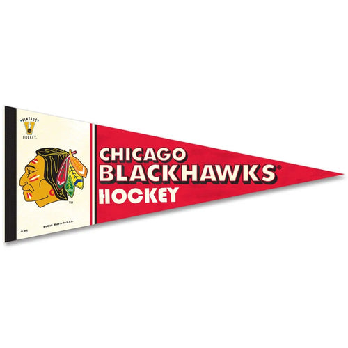 Chicago Blackhawks Pennant 12x30 Premium Style Vintage Design - 0
