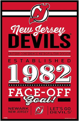 New Jersey Devils Sign 11x17 Wood Established Design - WinCraft
