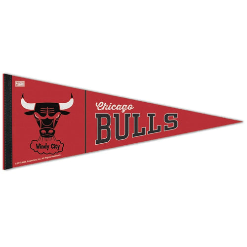 Chicago Bulls Pennant 12x30 Premium Style Hardwood Design - 0.25