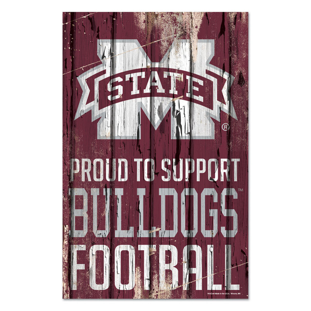 Mississippi State Bulldogs Sign 11x17 Wood Proud to Support Design - Special Order - Wincraft