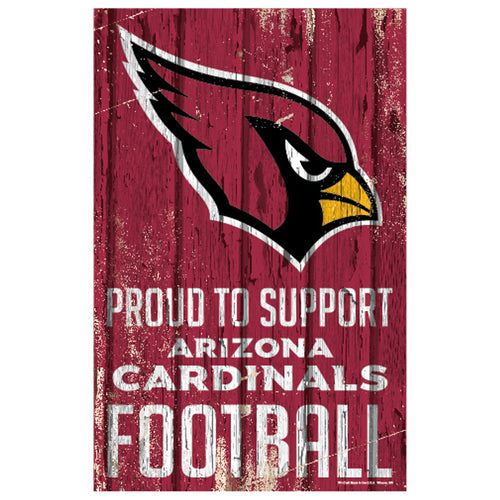 Arizona Cardinals Sign 11x17 Wood Proud to Support Design - WinCraft