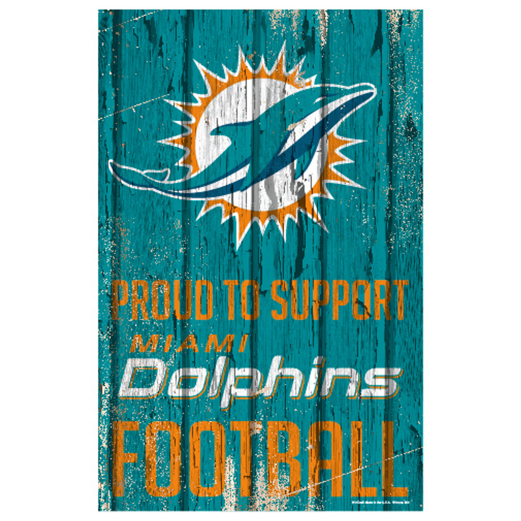 Miami Dolphins Sign 11x17 Wood Proud to Support Design - WinCraft