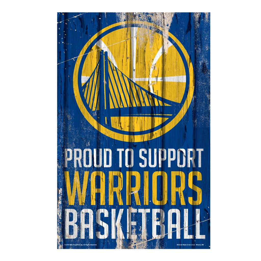 Golden State Warriors Sign 11x17 Wood Proud to Support Design - Wincraft