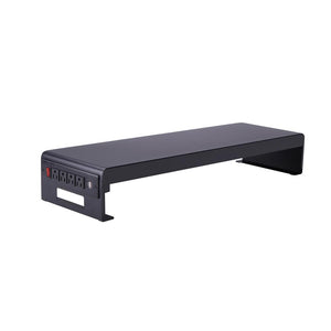Rocelco 30'' Premium Dual Monitor Stand with AC Power Supply & USB 2.0 Charging - Metal Laptop TV PC Riser Shelf with Keyboard Mouse Storage and Cable Management - Black (R DMS)