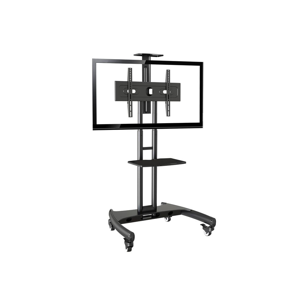 Rocelco VSTC 32''-70'' Mobile Flat Screen, Monitor, A/V and TV Cart with A/V Component and Webcam Shelves