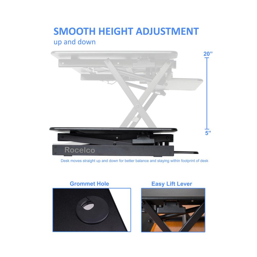 Rocelco 38'' Large Height Adjustable Standing Desk