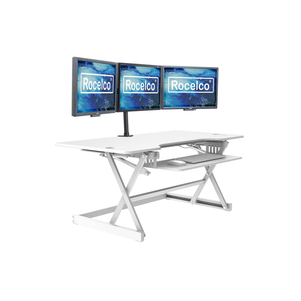 Rocelco 46'' Large Height Adjustable Standing Desk Converter with Trip ...