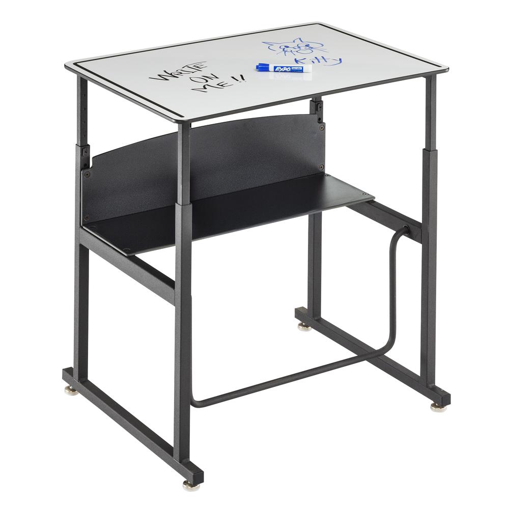 AlphaBetter® Adjustable-Height Stand-Up Desk, 28 x 20'' Premium or Dry Erase Top and Swinging Footrest Bar - DryErase - Safco