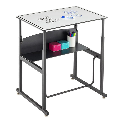 AlphaBetter® Adjustable-Height Stand-Up Desk, 28 x 20'' Premium or Dry Erase Top and Swinging Footrest Bar - DryErase - Safco