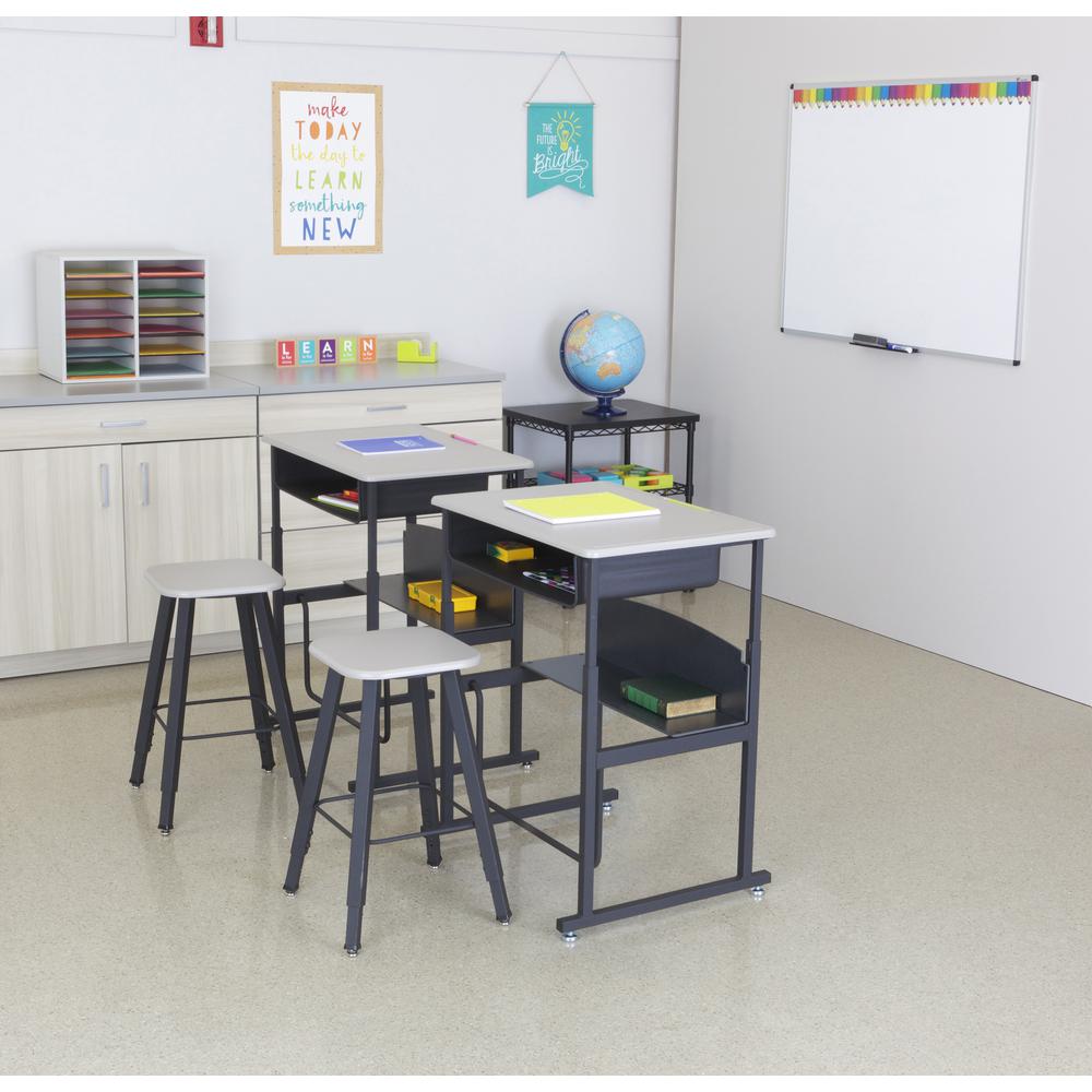 Safco Alpha Better Adjustable Height Stool - Black - Wood - 15.3'' Width x 19.3'' Depth x 35'' Height - 1 Each