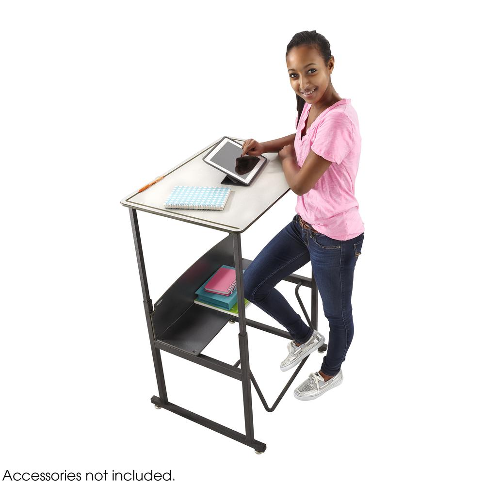 AlphaBetter® Adjustable-Height Stand-Up Desk, 28 x 20'' Premium or Dry Erase Top and Swinging Footrest Bar - Gray - Safco