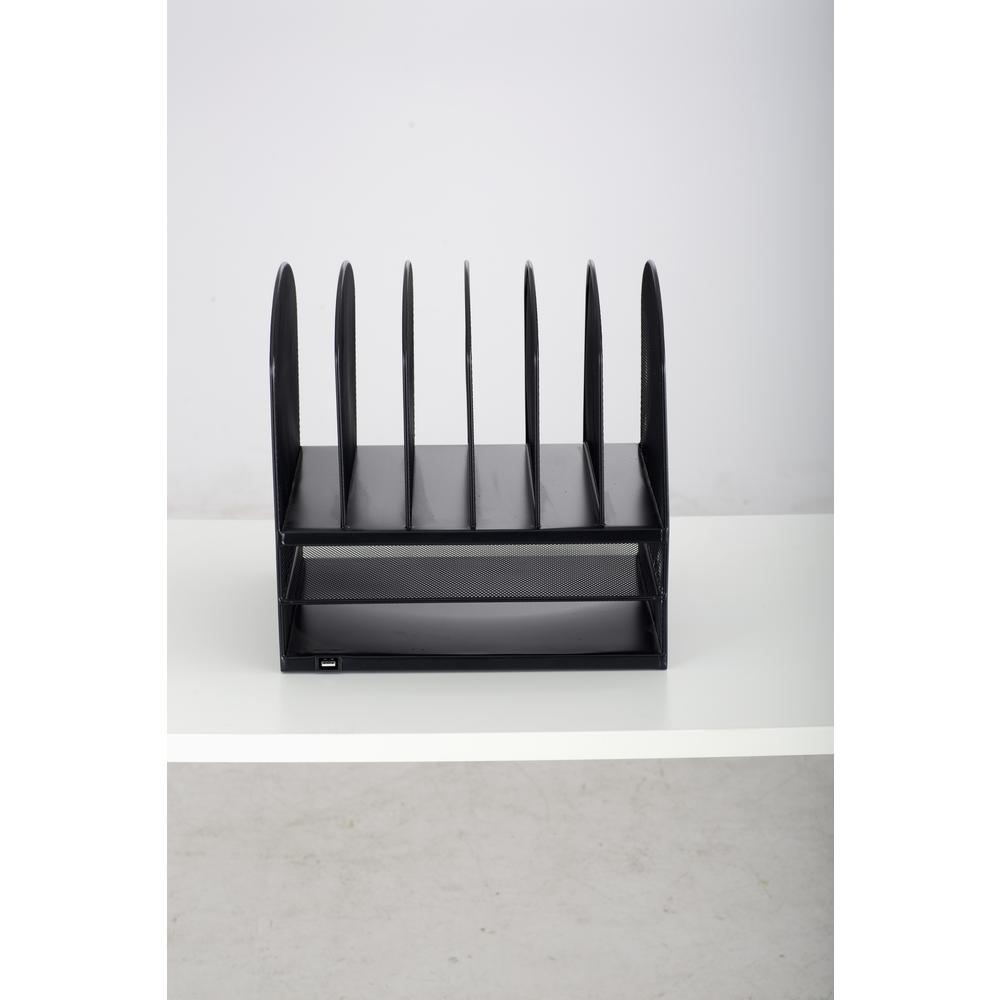 Powered Onyx™ 2 Horizontal/6 Upright Sections - Black - Safco