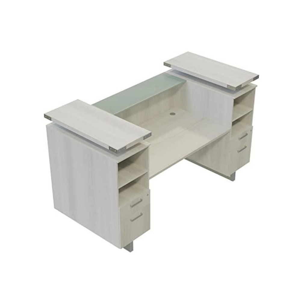 Mirella™ Reception Desk with Glass Countertop White Ash - Safco