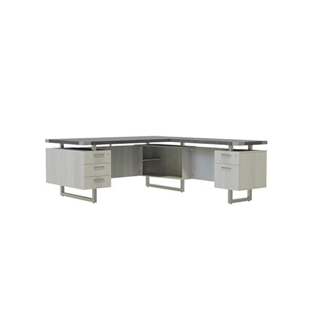 Mirella™ L-Shaped Configuration Desk, BBB/BF Stone Gray - Safco