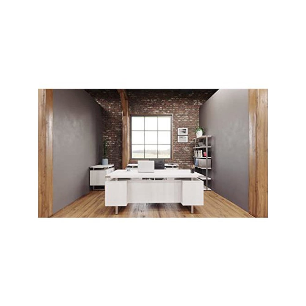 Mirella™ Free Standing Desk, BBB/BF White Ash - Safco
