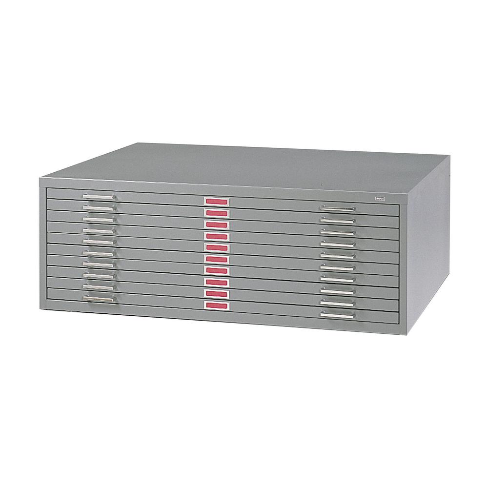 10-Drawer Steel Flat File for 30'' x 42'' Documents Gray - Safco