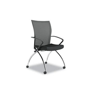 Valoré Training Series High-Back Nesting Chair, Black Seat/Black Back, Silver Base, 2/Carton - Safco