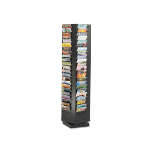 Steel Rotary Magazine Rack, 92 Compartments, 14w x 14d x 68h, Black - Safco