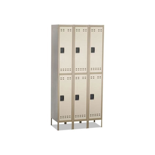 Double-Tier, Three-Column Locker, 36w x 18d x 78h, Two-Tone Tan - Safco