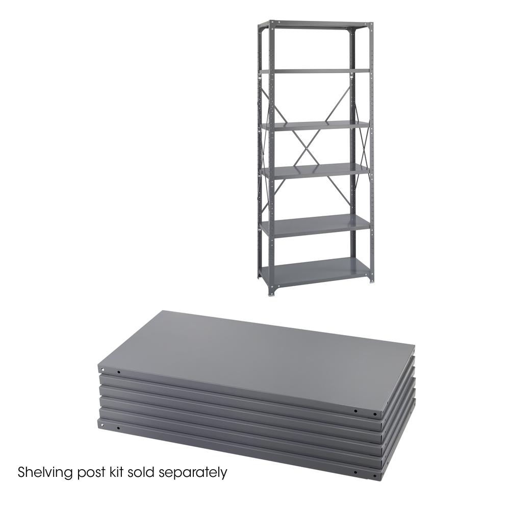 Safco Industrial Shelf - 36'' x 18'' x 85'' - 6 x Shelf(ves) - 6000 lb Load Capacity - Durable - Dark Gray - Powder Coated - Steel - Assembly Required - Safco Products