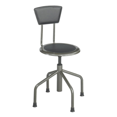 Diesel Industrial Stool w/Back, Low Base, Black Leather Seat/Back Pad - Safco Products