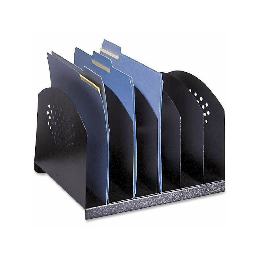 Safco Steel Desk Racks - 6 Compartment(s) - 2'' - 8'' Height x 12.1'' Width x 11.1'' DepthDesktop - Powder Coated - Black - Steel - 1 Each