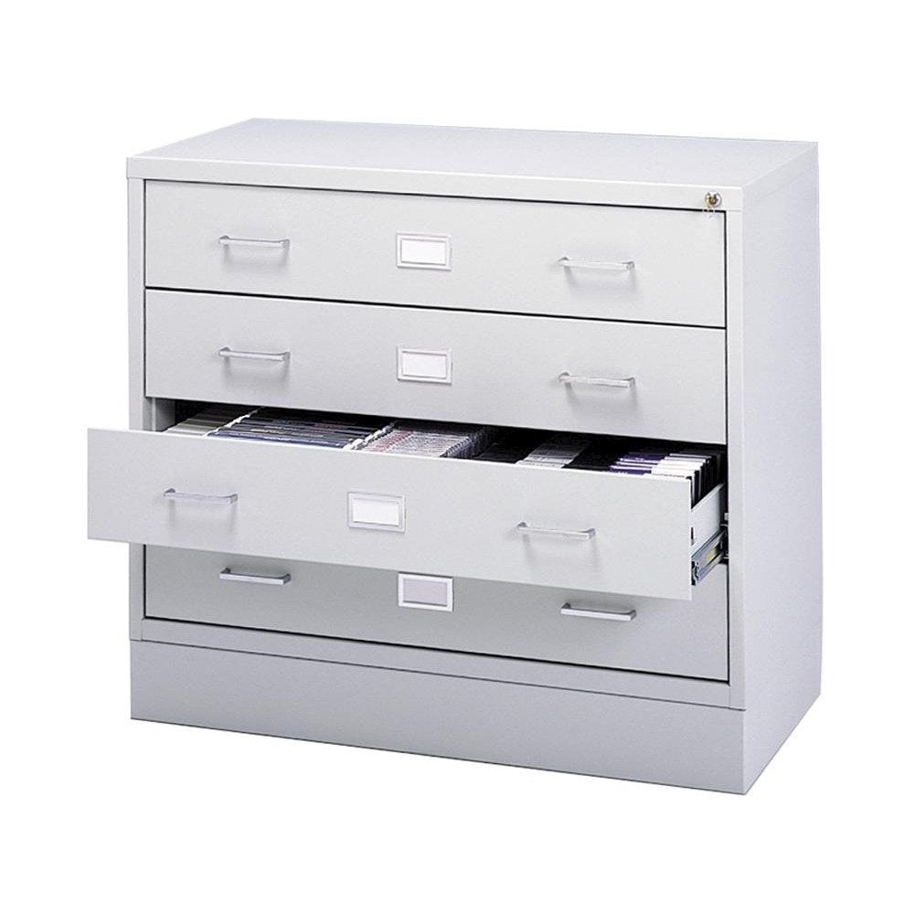 A/V Equipment Cabinet - 200 lb Load Capacity - 27.8'' Height x 37'' Width x 17.5'' Depth - Freestanding - Baked Enamel - Steel - Light Gray, Chrome - Safco