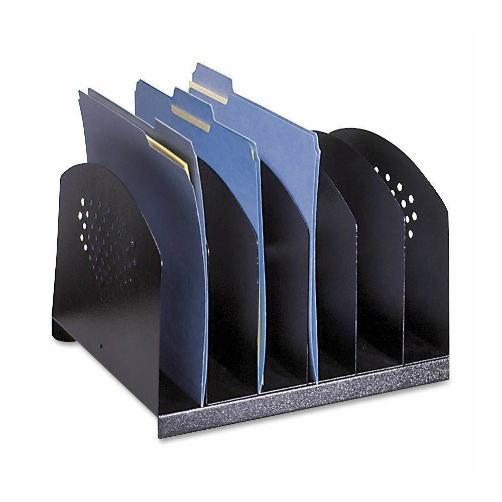 Safco Steel Desk Racks - 6 Compartment(s) - 2'' - 8'' Height x 12.1'' Width x 11.1'' DepthDesktop - Powder Coated - Black - Steel - 1 Each