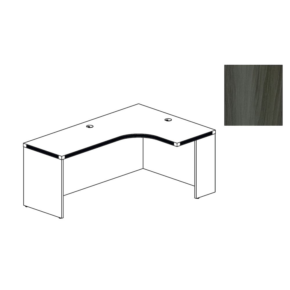 72'' Right Extended Corner Table, Gray Steel - Mayline