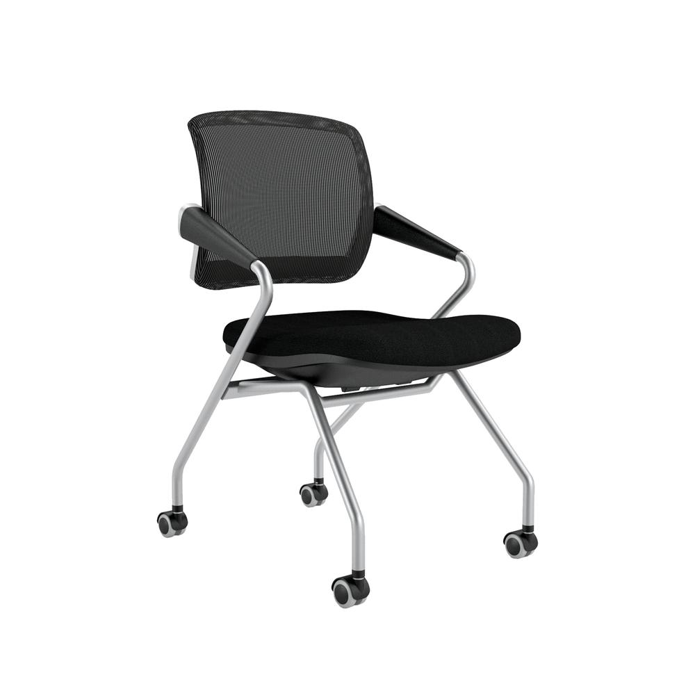 Valoré Training Series Mid-Back Nesting Chair, Mesh/Fabric, Black, 2/Carton - Mayline
