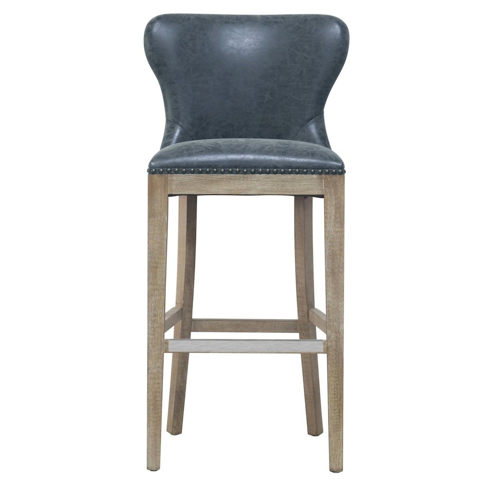 Dorsey Faux Leather Bar Stool Drift Wood Legs - New Pacific Direct