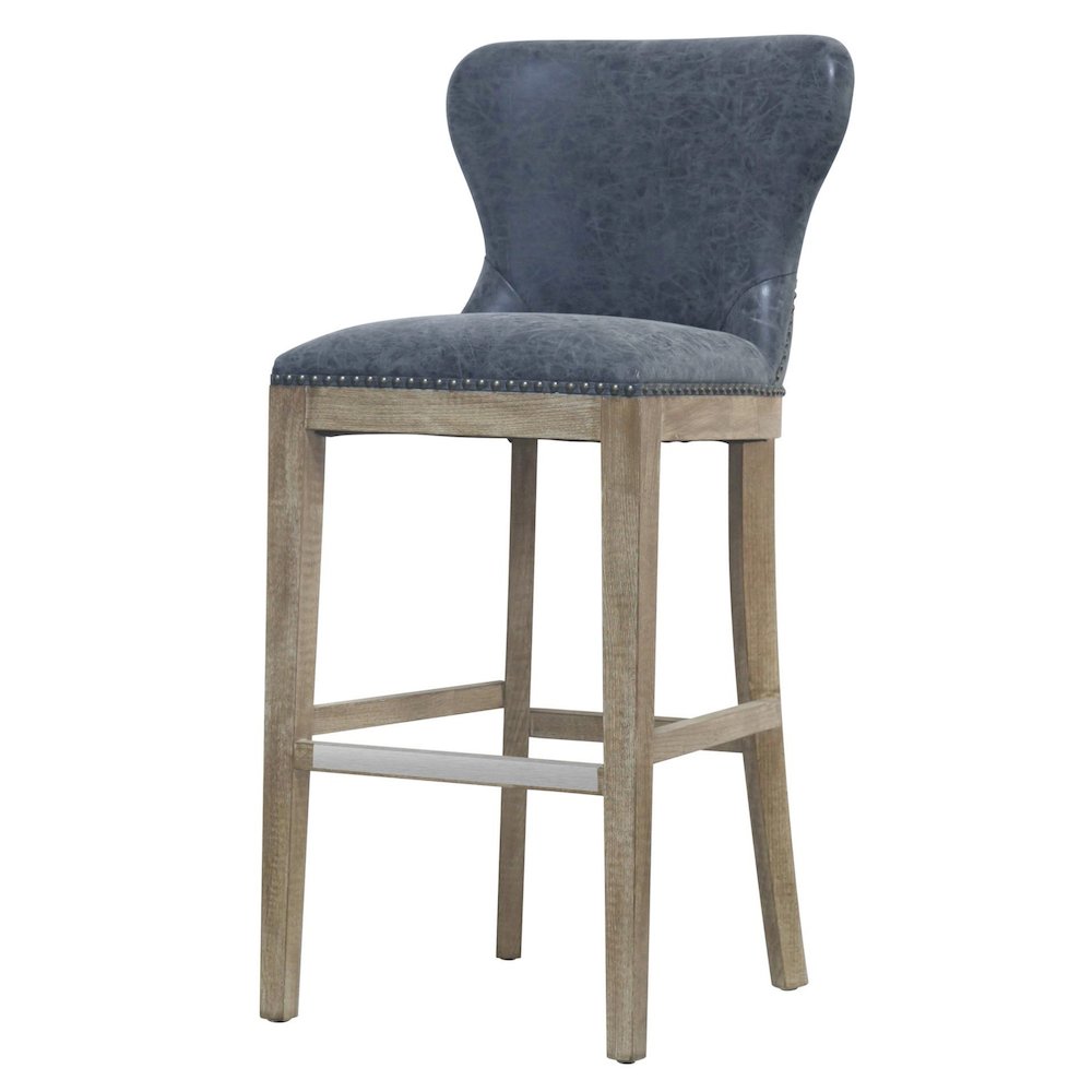 Dorsey Faux Leather Bar Stool Drift Wood Legs - New Pacific Direct